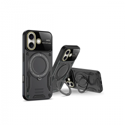 İphone 16 Kılıf Joy Lens Standlı Kapak - Kırmızı İphone 16 Kılıf Joy Lens Standlı Kapak - Kırmızı