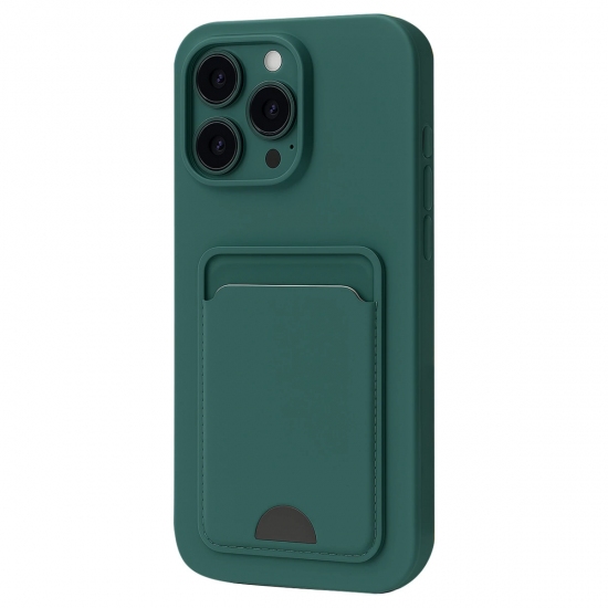 İphone 16 Plus Kılıf Kelvin Kartvizitli Silikon - Koyu Yeşil