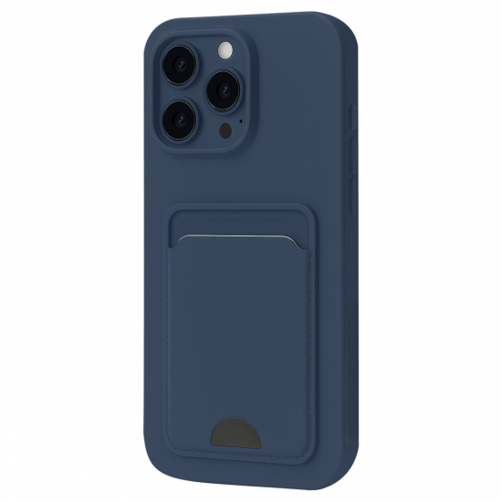 İphone 16 Plus Kılıf Kelvin Kartvizitli Silikon - Lacivert