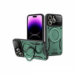 İphone 16 Pro Max Kılıf Joy Lens Standlı Kapak - Koyu Yeşil