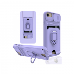 İphone 6 Kılıf Zuma Kartvizitli Yüzüklü Silikon - Lila