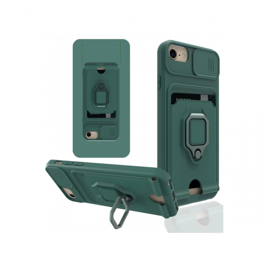 İphone 6 Kılıf Zuma Kartvizitli Yüzüklü Silikon - Yeşil