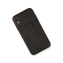 İphone Xr Kılıf Coco Deri Standlı Kapak - Siyah