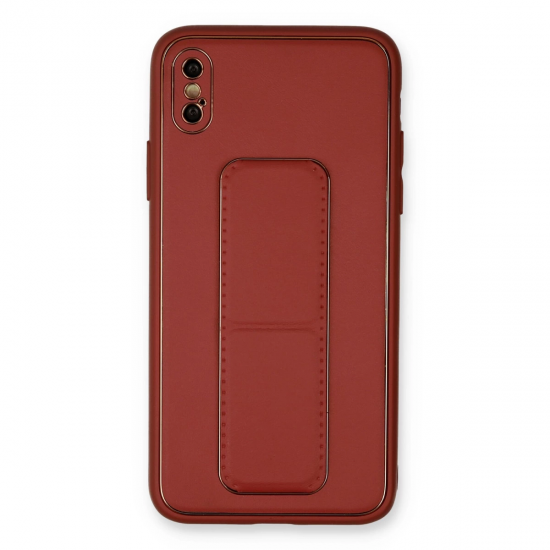 İphone Xs Max Kılıf Coco Deri Standlı Kapak - Fuşya