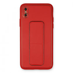 İphone Xs Max Kılıf Coco Deri Standlı Kapak - Kırmızı