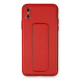 İphone Xs Max Kılıf Coco Deri Standlı Kapak - Kırmızı