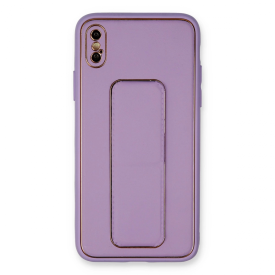 İphone Xs Max Kılıf Coco Deri Standlı Kapak - Koyu Lila