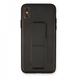 İphone Xs Max Kılıf Coco Deri Standlı Kapak - Siyah