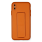 İphone Xs Max Kılıf Coco Deri Standlı Kapak - Turuncu