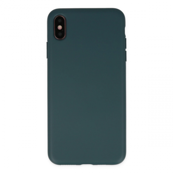 İphone Xs Max Kılıf Nano İçi Kadife Silikon - Koyu Yeşil