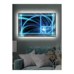 Kanvas Tablo Mavi Altın Oran Led Işıklı Kanvas Tablo Mavi Altın Oran Led Işıklı