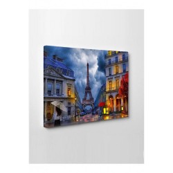 Kanvas Tablo Paris Sokak Gecesi Su Led Işıklı Kanvas Tablo Paris Sokak Gecesi Su Led Işıklı
