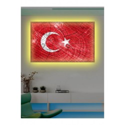 Kanvas Tablo Türk Bayrağı (Bir Hilal Uğruna Ya Rab) Led Işıklı Kanvas Tablo Türk Bayrağı (Bir Hilal Uğruna Ya Rab) Led Işıklı