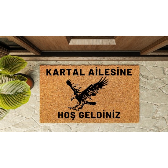 Kapı Önü Paspası Kişiye Özel Yazı Yazılır Koko Model Kartal Aile PK-1559