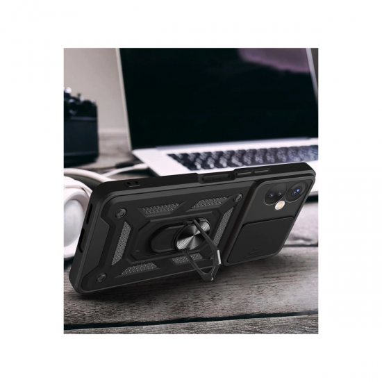 Newface İnfinix Hot 30 4g Kılıf Pars Lens Yüzüklü Silikon - Kırmızı