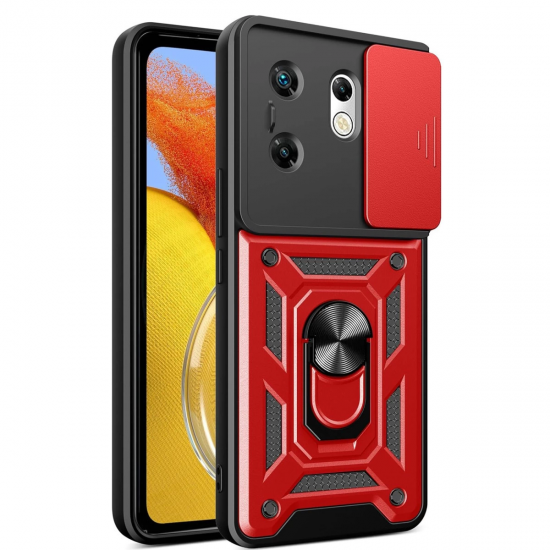 Newface İnfinix Zero 30 4g Kılıf Pars Lens Yüzüklü Silikon - Kırmızı