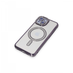 Newface İphone 13 Kılıf Joke Simli Magneticsafe Kılıf - Derin Mor