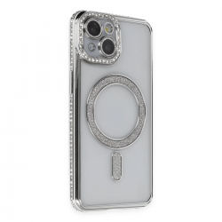 Newface İphone 13 Kılıf Joke Simli Magneticsafe Kılıf - Gümüş