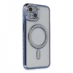 Newface İphone 13 Kılıf Joke Simli Magneticsafe Kılıf - Mavi