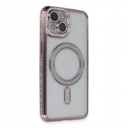 Newface İphone 13 Kılıf Joke Simli Magneticsafe Kılıf - Pembe