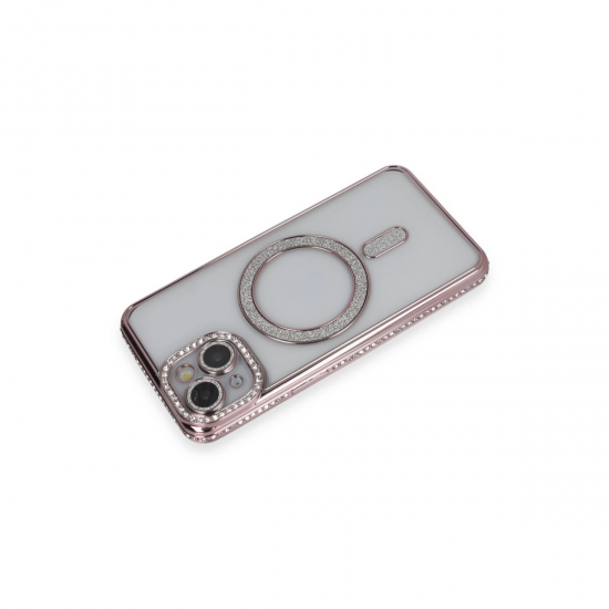 Newface İphone 13 Kılıf Joke Simli Magneticsafe Kılıf - Pembe