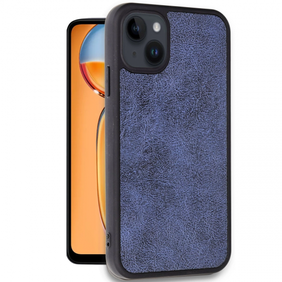 Newface İphone 14 Kılıf Aras Deri Kapak - Lacivert