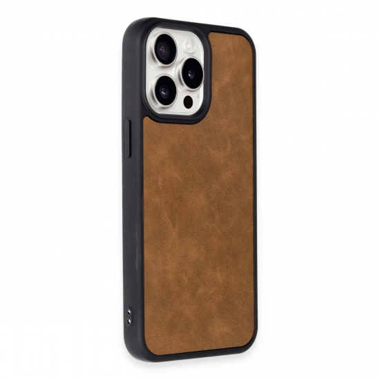 Newface İphone 14 Pro Kılıf Aras Deri Kapak - Taba