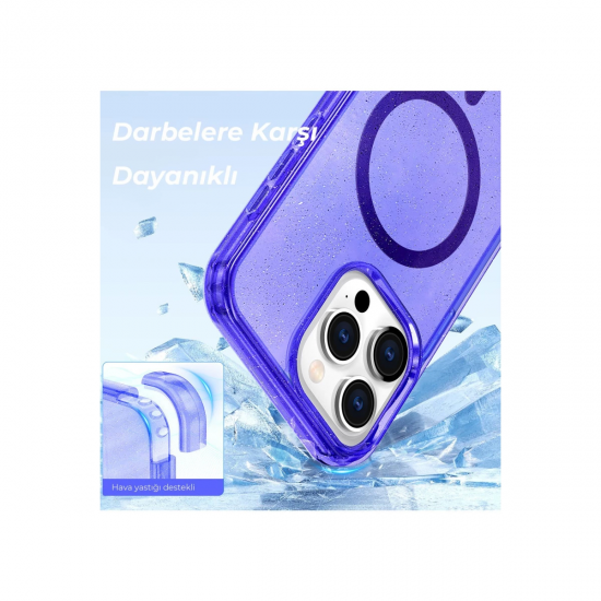 Newface İphone 14 Pro Kılıf Star Magsafe Kapak - Mor