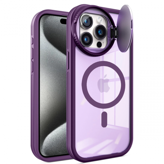 Newface İphone 14 Pro Max Kılıf Teleskop Lens Magsafe Silikon Kapak - Derin Mor