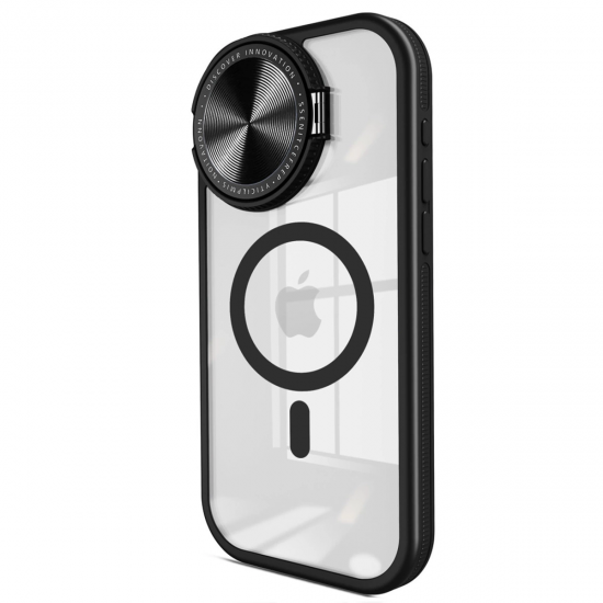 Newface İphone 15 Pro Kılıf Teleskop Lens Magsafe Silikon Kapak - Siyah