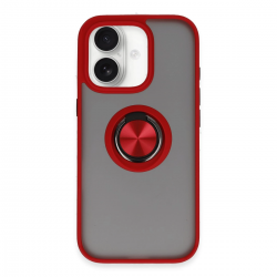 Newface İphone 16 Kılıf Montreal Yüzüklü Silikon Kapak - Kırmızı Newface İphone 16 Kılıf Montreal Yüzüklü Silikon Kapak - Kırmızı