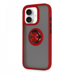Newface İphone 16 Kılıf Montreal Yüzüklü Silikon Kapak - Kırmızı Newface İphone 16 Kılıf Montreal Yüzüklü Silikon Kapak - Kırmızı