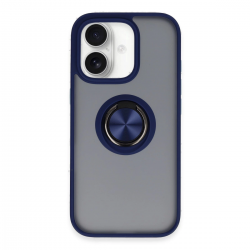 Newface İphone 16 Kılıf Montreal Yüzüklü Silikon Kapak - Lacivert Newface İphone 16 Kılıf Montreal Yüzüklü Silikon Kapak - Lacivert