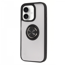 Newface İphone 16 Kılıf Montreal Yüzüklü Silikon Kapak - Siyah Newface İphone 16 Kılıf Montreal Yüzüklü Silikon Kapak - Siyah