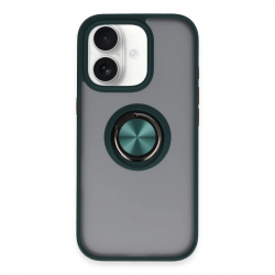 Newface İphone 16 Kılıf Montreal Yüzüklü Silikon Kapak - Yeşil Newface İphone 16 Kılıf Montreal Yüzüklü Silikon Kapak - Yeşil