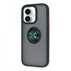 Newface İphone 16 Kılıf Montreal Yüzüklü Silikon Kapak - Yeşil Newface İphone 16 Kılıf Montreal Yüzüklü Silikon Kapak - Yeşil