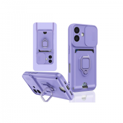 Newface İphone 16 Kılıf Zuma Kartvizitli Yüzüklü Silikon - Lila Newface İphone 16 Kılıf Zuma Kartvizitli Yüzüklü Silikon - Lila