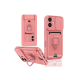 Newface İphone 16 Kılıf Zuma Kartvizitli Yüzüklü Silikon - Pembe