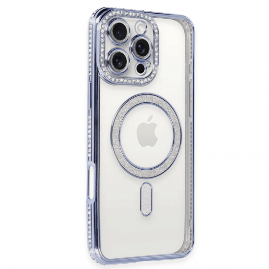 Newface İphone 16 Pro Kılıf Joke Simli Magneticsafe Kılıf - Mavi