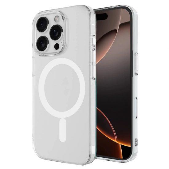 Newface İphone 16 Pro Kılıf Magneticsafe Şeffaf Silikon - Şeffaf