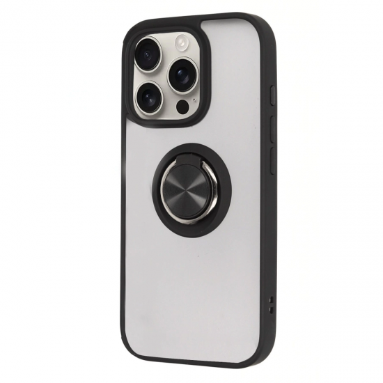 Newface İphone 16 Pro Kılıf Montreal Yüzüklü Silikon Kapak - Siyah