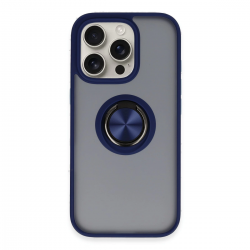 Newface İphone 16 Pro Max Kılıf Montreal Yüzüklü Silikon Kapak - Lacivert Newface İphone 16 Pro Max Kılıf Montreal Yüzüklü Silikon Kapak - Lacivert