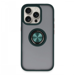 Newface İphone 16 Pro Max Kılıf Montreal Yüzüklü Silikon Kapak - Yeşil