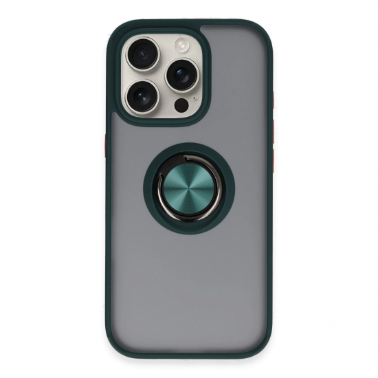 Newface İphone 16 Pro Max Kılıf Montreal Yüzüklü Silikon Kapak - Yeşil