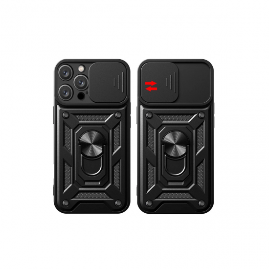 Newface İphone 16 Pro Max Kılıf Pars Lens Yüzüklü Silikon - Kırmızı