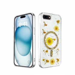 Newface İphone 7 Kılıf Daisy Simli Magsafe Kapak - Gold