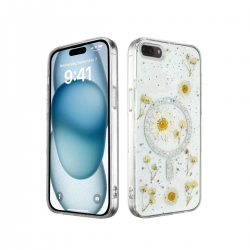 Newface İphone 7 Kılıf Daisy Simli Magsafe Kapak - Gümüş