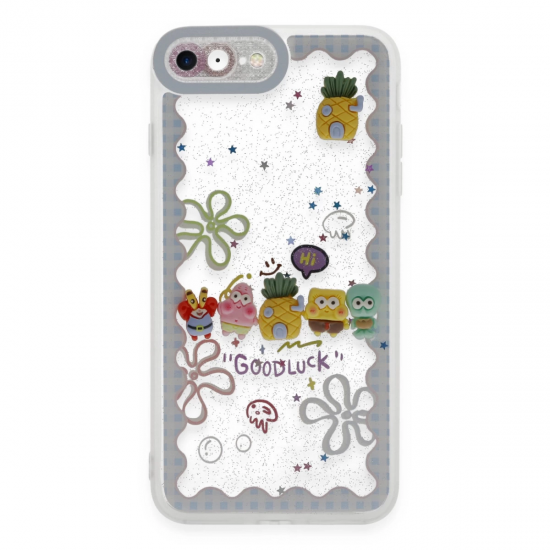 Newface İphone 7 Kılıf Sweet Desenli Silikon Kapak - Açık Mavi