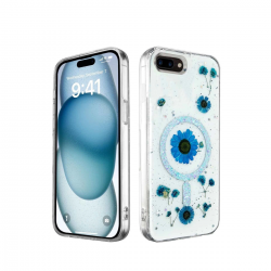 Newface İphone 7 Plus Kılıf Daisy Simli Magsafe Kapak - Mavi