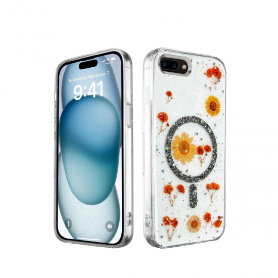 Newface İphone 7 Plus Kılıf Daisy Simli Magsafe Kapak - Siyah